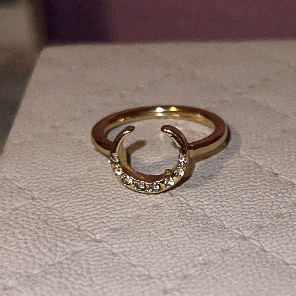 NEW crystal studded horseshoe ring